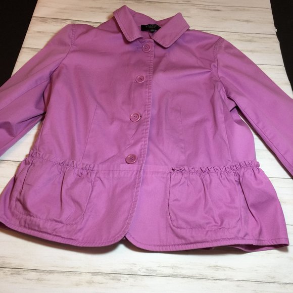 Talbots Lilac Ruffled Cinched Peplum Jacket 12P - Picture 2 of 8